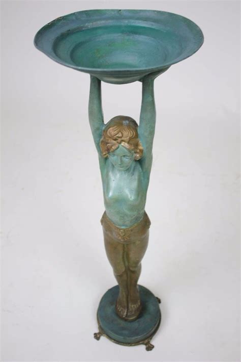 antique metal standing female nude statue with fabric|Art Deco Lady Statue In Antique Metalware for sale .